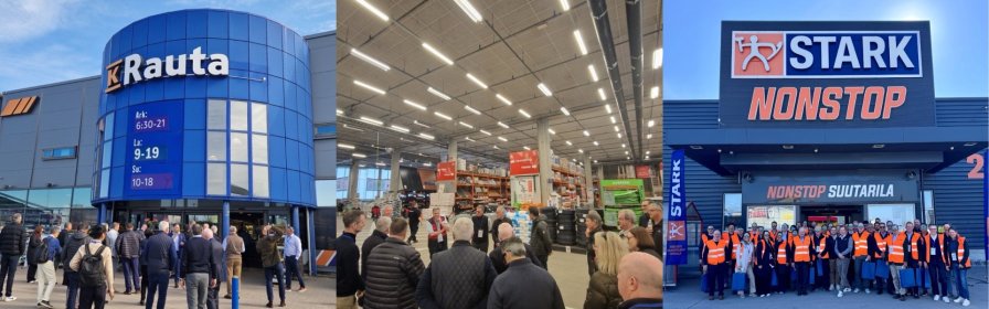Kuvassa vas. K-Rauta Lanterna, Bauhaus Sickla, Stark Suutarila